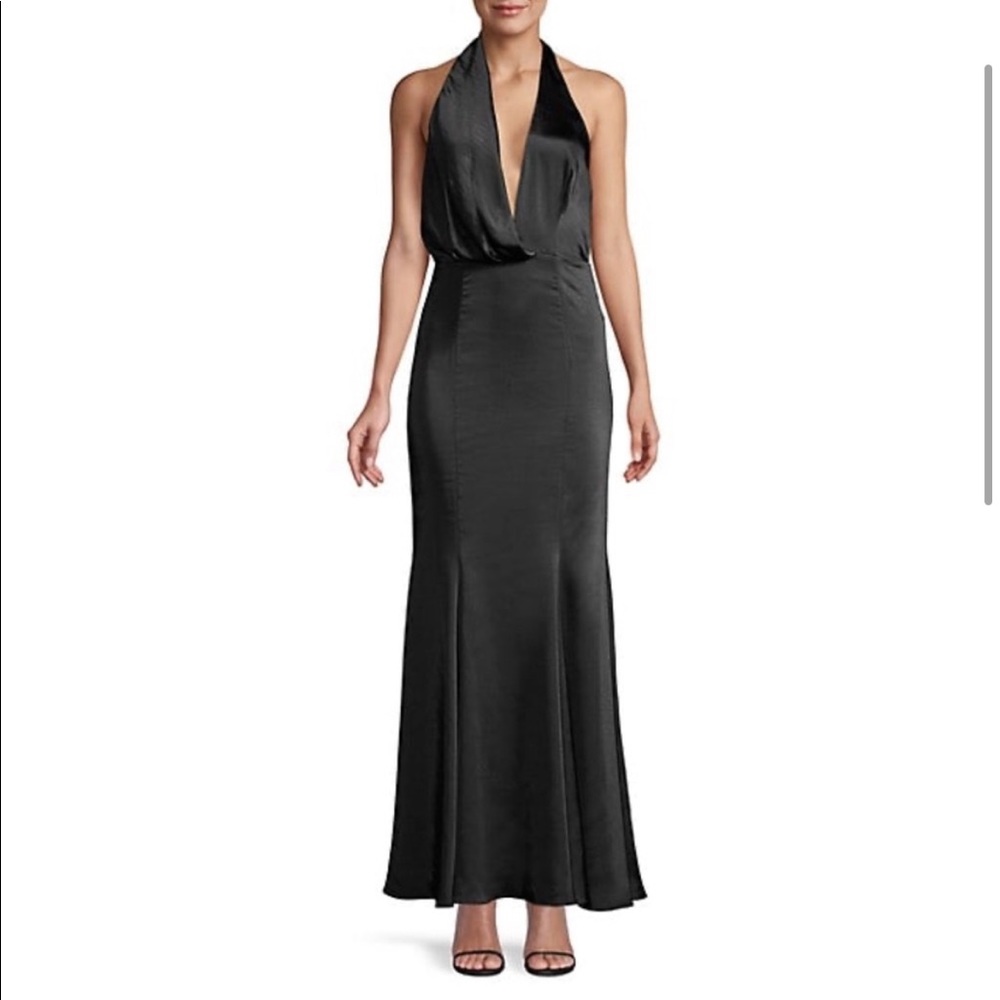Fame And Partners Black Satin Gown